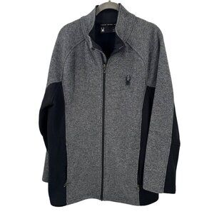 Spyder Constant Full Zip Jacket Charcoal Heather Mens XL Warm Knit Outerwear